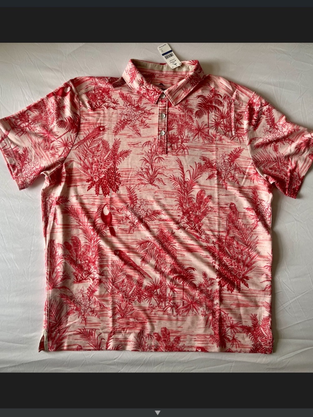 Tommy Bahama Costa Vera BIRD'S EYE VIEW Shell rossa  GOLF Polo Shirt XL